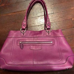Purple pebbled leather satchel